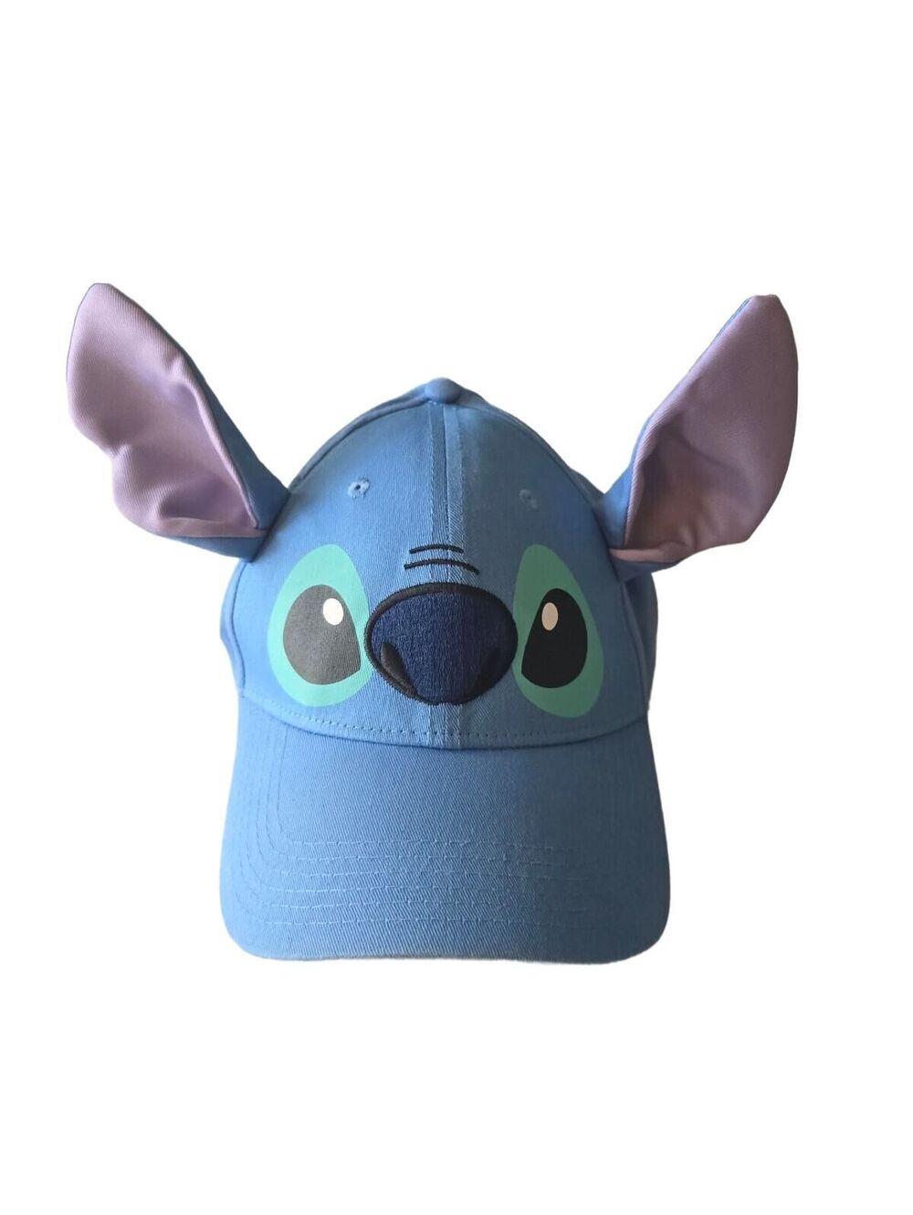 Disney Stitch Costume Baseball Hat Light Blue w Plush Floppy Ears Snapback Cap